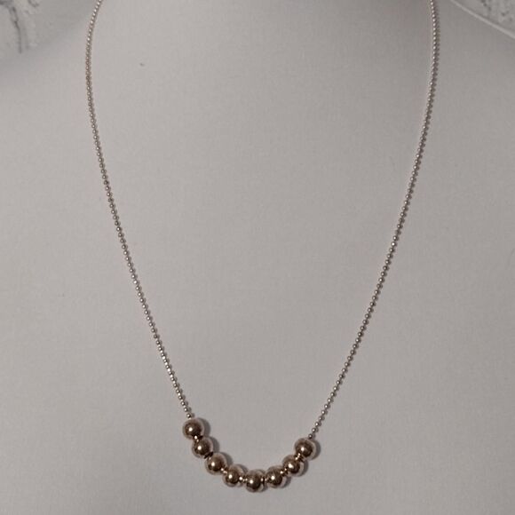 Classic 80s Style Sterling Silver 925 Floating Beads Necklace 23 Inch - Picture 1 of 4